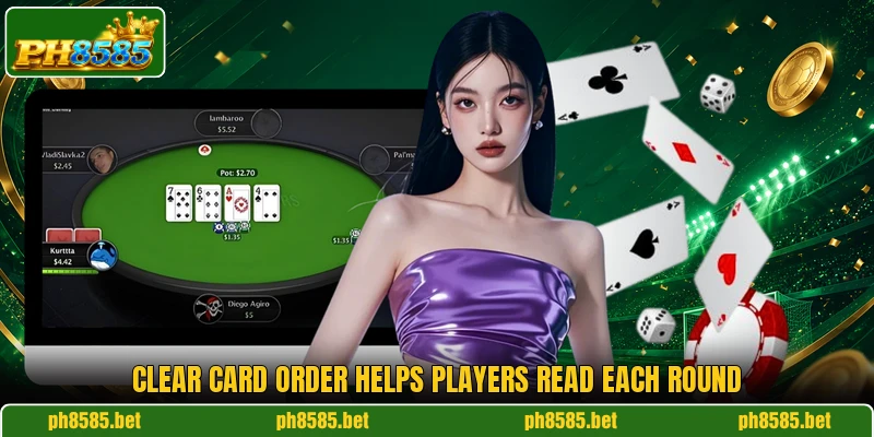 Clear card order helps players read each round Clear card order helps players read each round