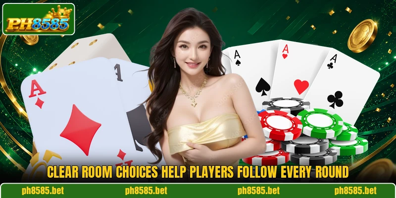 Clear room choices help players follow every round Clear room choices help players follow every round
