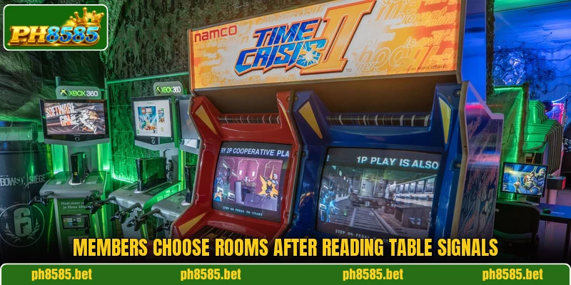 Members choose rooms after reading table signals Members choose rooms after reading table signals