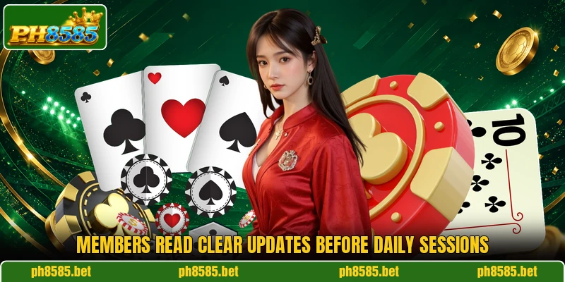 Members read clear updates before daily sessions