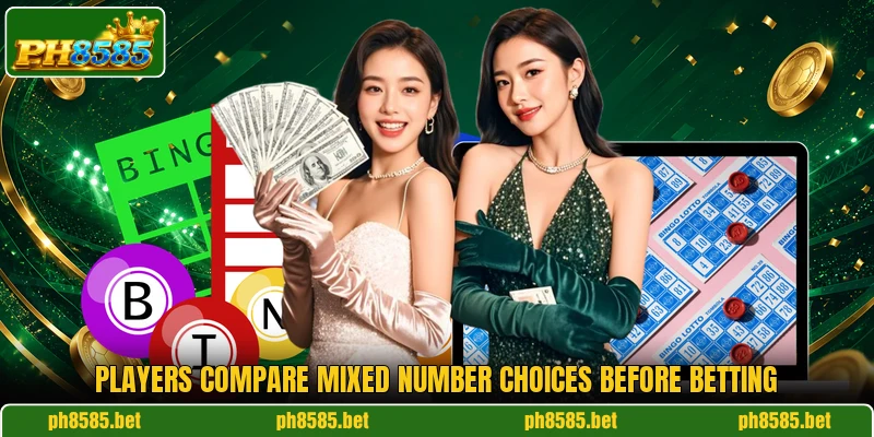 Players compare mixed number choices before betting Players compare mixed number choices before betting