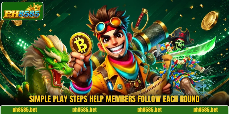 Simple play steps help members follow each round