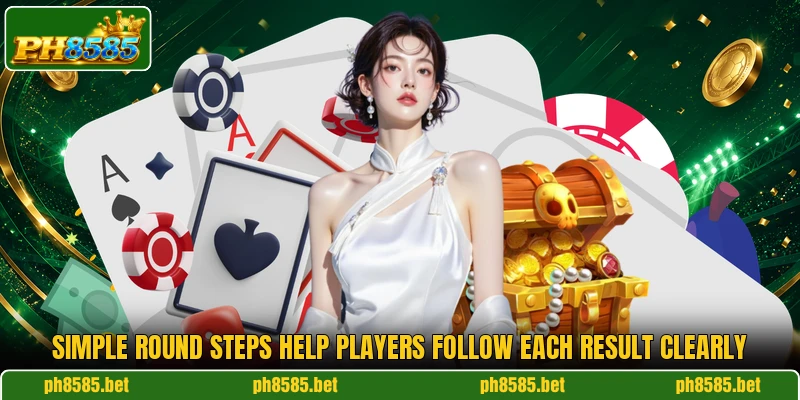 Simple round steps help players follow each result clearly